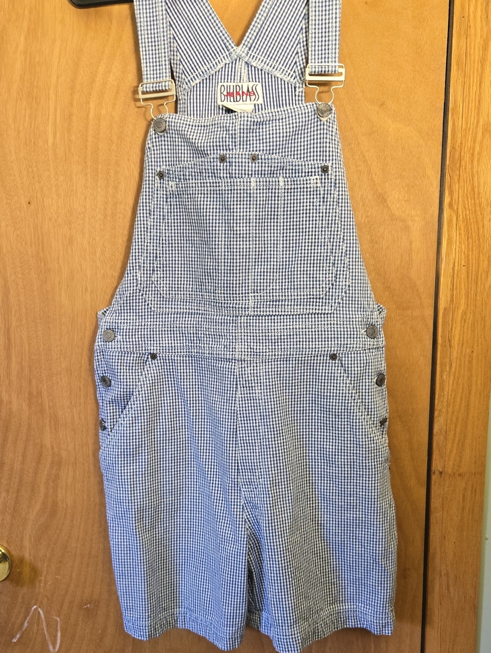 bill blass Blue Gingham Shortall Jumpsuit Overalls